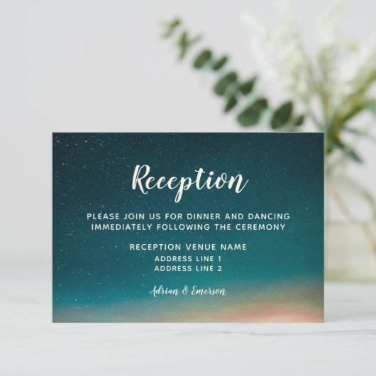 Night Sky Galaxy Mountain Sunrise Reception Kaart (Staand voorkant)