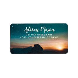 Night Sky Galaxy Mountain Sunrise Star Modern RSVP Etiket