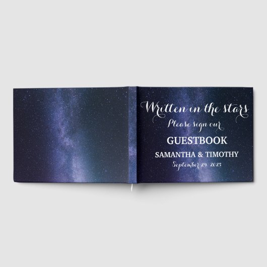 Night Sky Galaxy Sterren Ruimte Modern Bruiloft Gastenboek (Volledig)