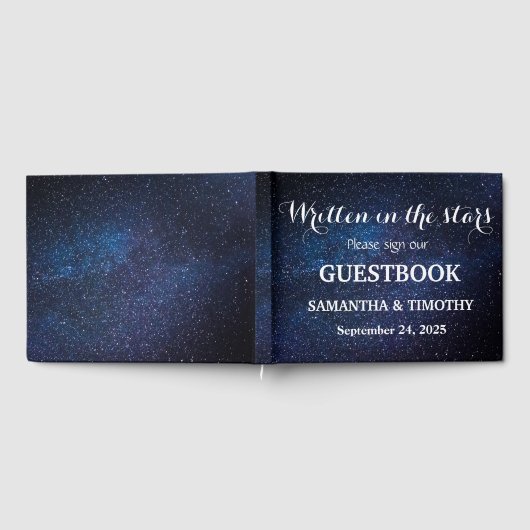 Night Sky Galaxy Sterren Ruimte Modern Bruiloft Gastenboek (Volledig)