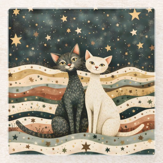 Night Sky Glazen Onderzetter (Voorkant)