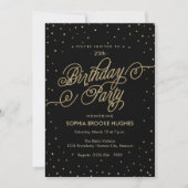 Night Sky Gold & Black Fancy Birthday Party Invite Kaart (Voorkant)