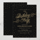 Night Sky Gold & Black Fancy Birthday Party Invite Kaart (Voorkant / Achterkant)