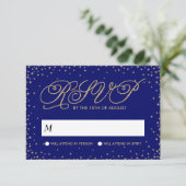Night Sky Gold Stars Fancy bruiloft RSVP (Staand voorkant)