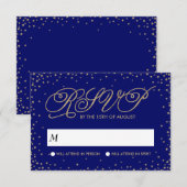 Night Sky Gold Stars Fancy bruiloft RSVP Kaartje (Voorkant / Achterkant)
