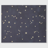 Night Sky Gold Stars Faux Folie inpakpapier (Vlak)