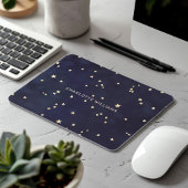 Night Sky Gold Stars Minimalistisch Monogram Muismat
