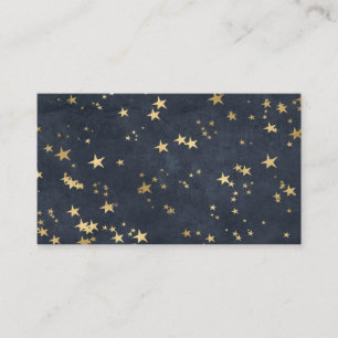 Night Sky Golden Stars Astrology Grey Blue Visitekaartje