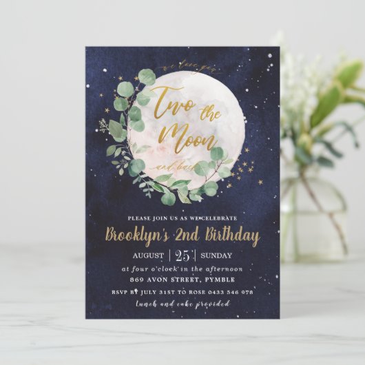 Night Sky Greenery Twee de maan 2e verjaardag Kaart (Staand voorkant)
