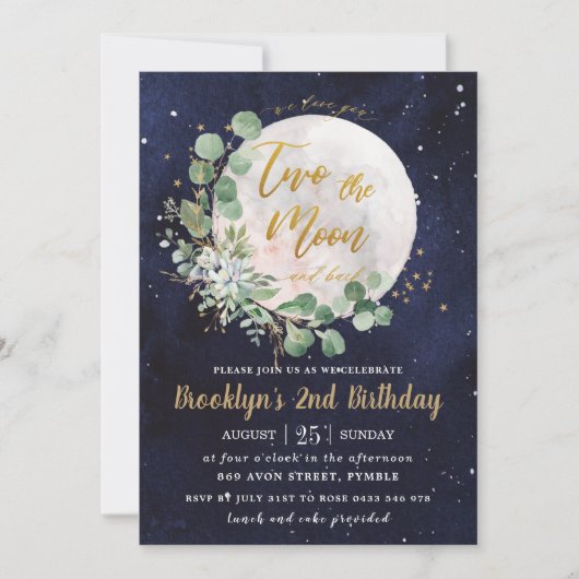 Night Sky Greenery Twee de maan 2e verjaardag Kaart (Voorkant)