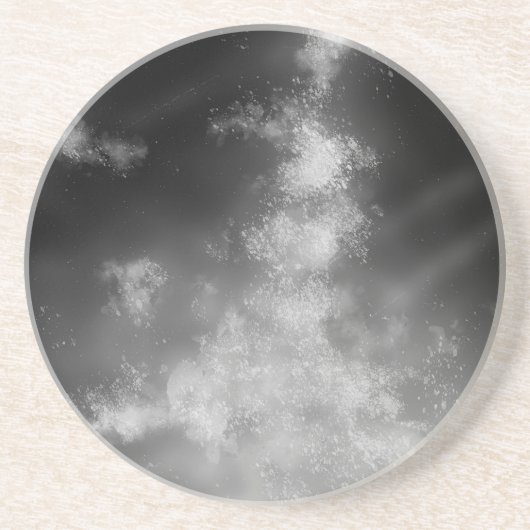 Night Sky Grey Monochrome Zandsteen Onderzetter (Voorkant)