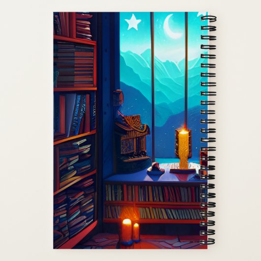 Night Sky Library op maat Notitieboek (Achterkant)