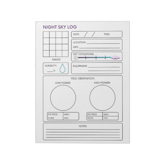 Night Sky Log Notitieblok (Linkerzijde)