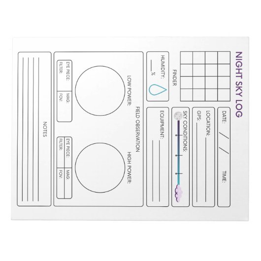 Night Sky Log Notitieblok (Voorkant)