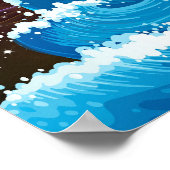 Night Sky met Giant Wave Tting Blue Poster (Hoek)