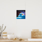 Night Sky met Giant Wave Tting Blue Poster (Keuken)