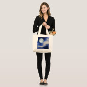 Night Sky met Moon en Clouds Grote Tote Bag (Voorkant (model))
