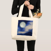 Night Sky met Moon en Clouds Grote Tote Bag (Voorkant (product))