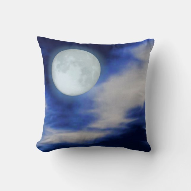 Night Sky met Moon en Clouds Kussen (Voorkant)