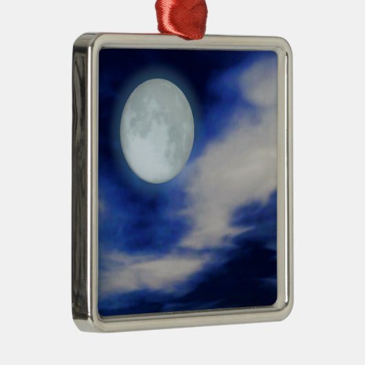 Night Sky met Moon en Clouds Metalen Ornament (Rechts)