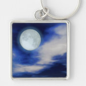 Night Sky met Moon en Clouds Sleutelhanger (Voorkant)