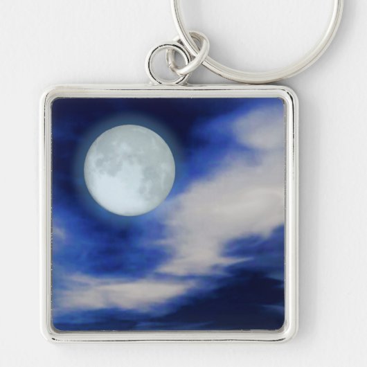 Night Sky met Moon en Clouds Sleutelhanger (Voorkant)