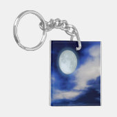 Night Sky met Moon en Clouds Sleutelhanger (Voorkant Links)