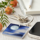 Night Sky met Moon en Clouds Sleutelhanger (Voorkant Rechts)