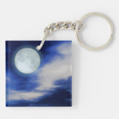 Night Sky met Moon en Clouds Sleutelhanger (Achterkant)