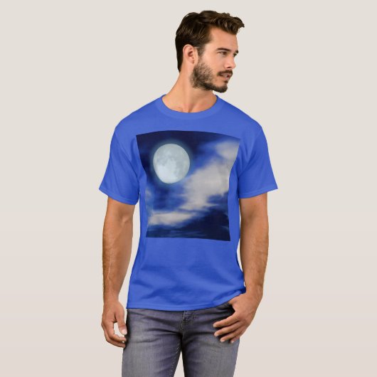 Night Sky met Moon en Clouds T-shirt (Voorkant volledig)