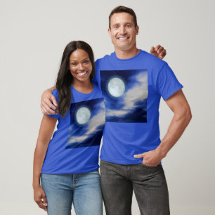 Night Sky met Moon en Clouds T-shirt