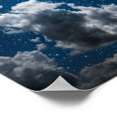 Night Sky met sterren en maan en wolken Poster (Hoek)