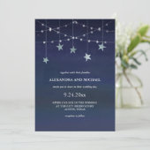 Night Sky met Whimsical Garlands of Stars Wedding Kaart (Staand voorkant)