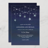 Night Sky met Whimsical Garlands of Stars Wedding Kaart (Voorkant / Achterkant)