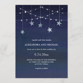 Night Sky met Whimsical Garlands of Stars Wedding Kaart