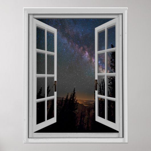 Night Sky Milky Way Galaxy Fake Window Poster (Voorkant)