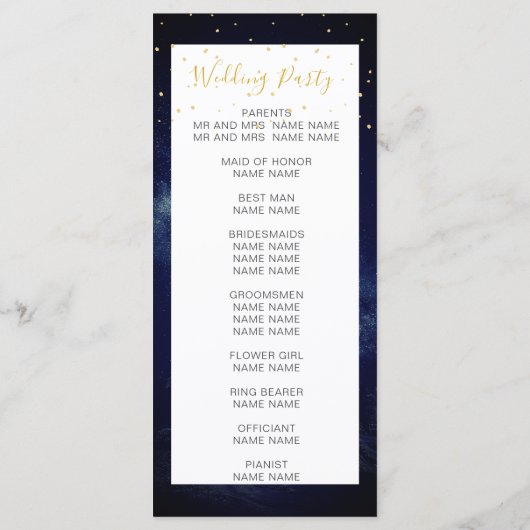 Night Sky Modern Elegant Wedding Welkom Programmakaart (Achterkant)