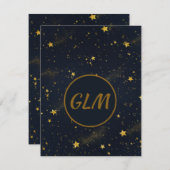 Night Sky Monogram Notitiekaartje (Voorkant / Achterkant)