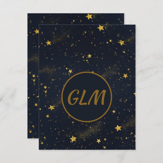 Night Sky Monogram Notitiekaartje (Voorkant / Achterkant)