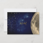 Night Sky Moon Blue Gold Monogram RSVP (Voorkant)