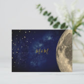 Night Sky Moon Blue Gold Monogram RSVP (Staand voorkant)