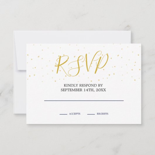 Night Sky Moon Blue Gold Monogram RSVP Kaartje (Achterkant)