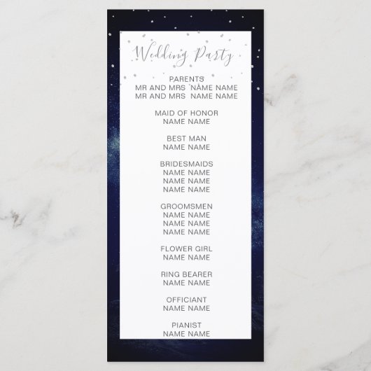 Night Sky Moon Celestial Elegant Bruiloft Welkom Programmakaart (Achterkant)