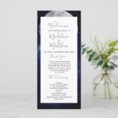 Night Sky Moon Celestial Elegant Bruiloft Welkom Programmakaart (Staand voorkant)