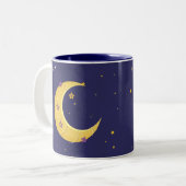 Night Sky Moon met sterren Tweekleurige Koffiemok (Voorkant links)