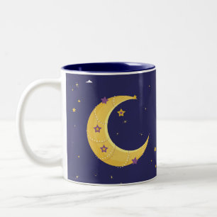 Night Sky Moon met sterren Tweekleurige Koffiemok