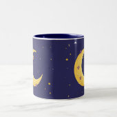 Night Sky Moon met sterren Tweekleurige Koffiemok (Center)