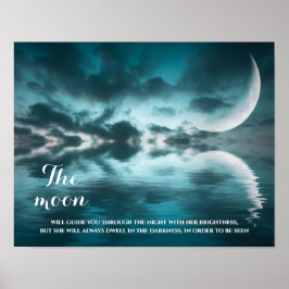 Night Sky Moon Reflection Inspirerend Quote Poster