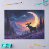 Night Sky Moose Crescent Moon Lavender Tissuepapier (Craft)