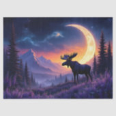 Night Sky Moose Crescent Moon Lavender Tissuepapier (Voorkant)